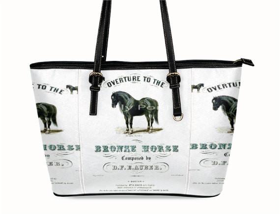 Black Stallion with Hand Painted Antique Letters Purse