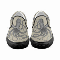 Men's Black Octopus Canvas Slip on Shoes