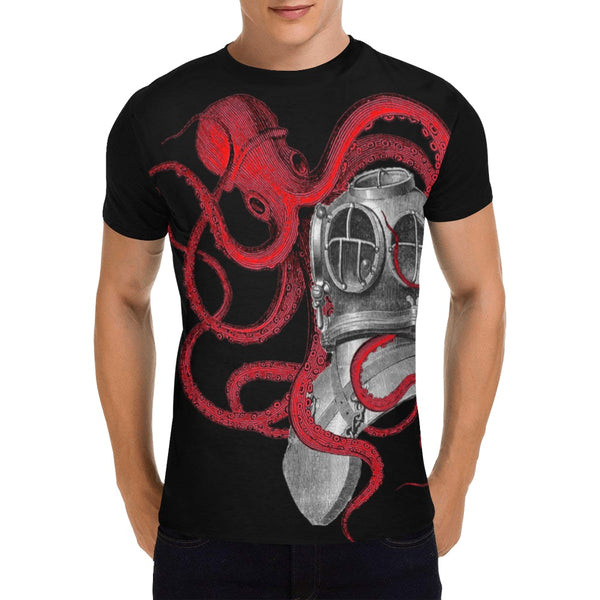 Red Octopus Diver Helmet T-Shirts