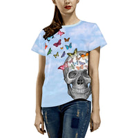 ♥ PERSONALIZED Women's Skull with Butterflies T-Shirt