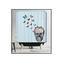 ♥PERSONALIZED Skull with Butterflies Shower Curtain