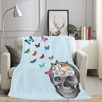 ♥PERSONALIZED Skull with Butterflies Blanket