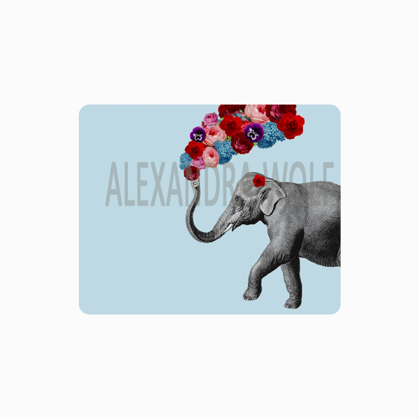 Elephant with Flowers Mouse Pad