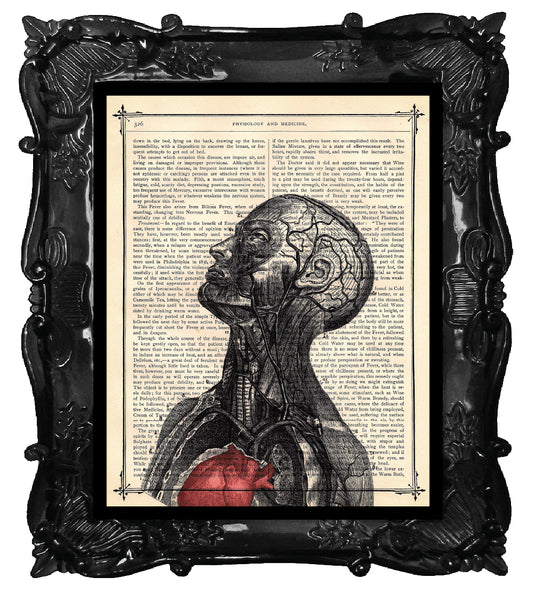 A Man with a Heart Antique Book Page Art Print