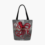 Red Octopus on an Antique World Map Tote Bag