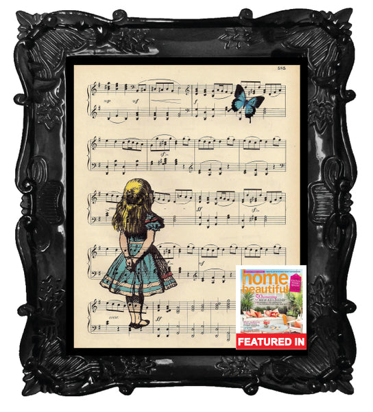 Alice on Antique Music Page Art Print