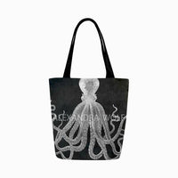 Chalkboard Background White Octopus Canvas Tote Bag