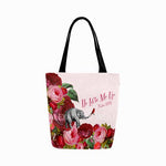 Elephant with Roses and Bible Verse Canvas Tote Bag