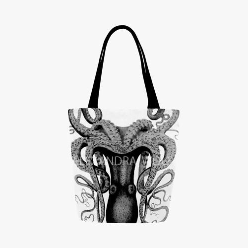 Black Octopus Canvas Tote Bag