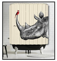 Rhino and Cardinal Shower Curtain