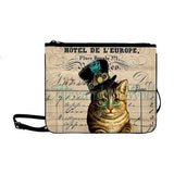 Steampunk Cat with Octopus Top Hat Crossbody Bags