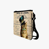 Steampunk Cat with Octopus Top Hat Crossbody Bags