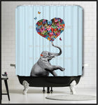 Elephant with Buttefly Heart Shower Curtain