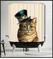 Steampunk Cat  Shower Curtain