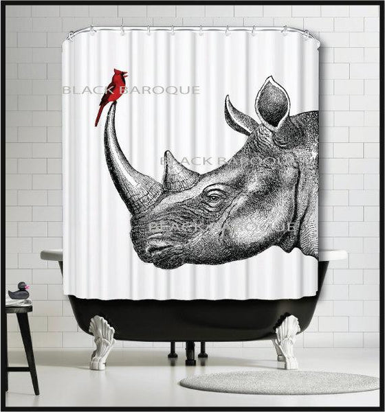 Rhino and Cardinal Shower Curtain