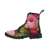 Pink and Red Roses Combat Boots Women's Shoes