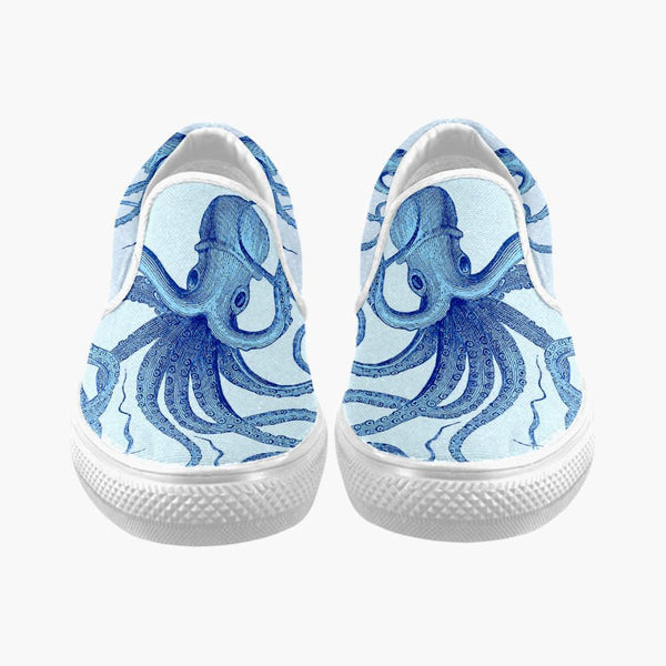 Blue Octopus Slip on Canvas Women's Shoes