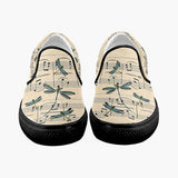 Dragonflies dancing on Antique Music Page Slip on Canvas Women's Shoes