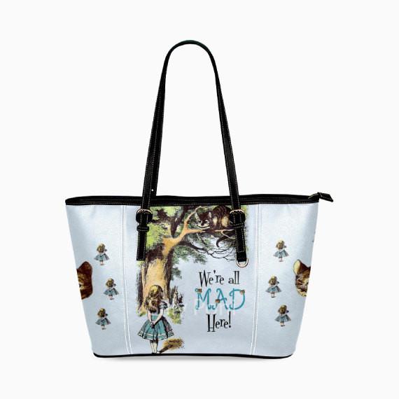 Alice In Wonderland Tote Bag Rope Handle Cheshire Cat Queen of