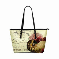 Nautilus and Seashells Purse against an Antique Music Title Book Page Purse