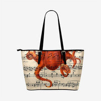 Orange Octopus on Antique Music Page Purse