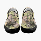 Tall Ship on antique Map of Ireland Slip on Canvas Shoes for Men
