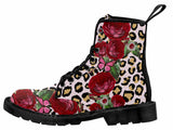Leopard Roses Combat Boots Women's Shoes