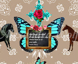 Horses Cross Roses Butterfly Bible Verse Purse